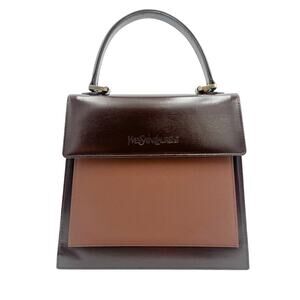 Vintage YSL Yves Saint Laurent Brown Leather Top Handle Handbag
